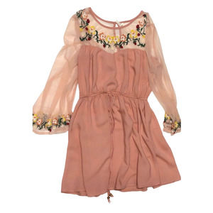 True Destiny Women's Mini Embroidery Dress Elastic Waist Size Medium nwt